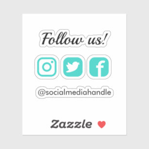 Simple Follow Us Turquoise Social Media Icons