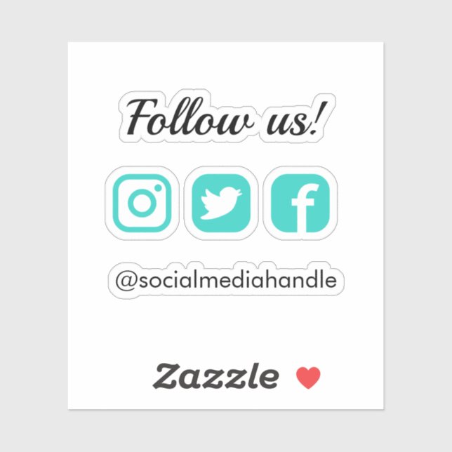 Simple Follow Us Turquoise Social Media Icons (Sheet)