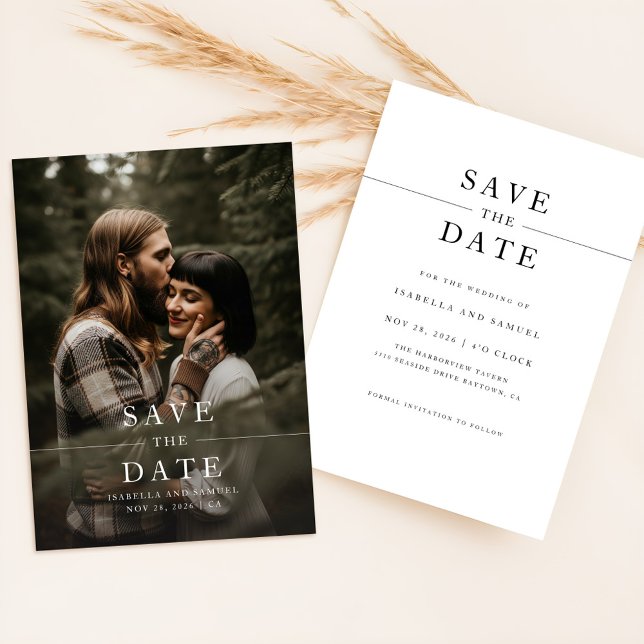 Simple Forest Boho Photo Wedding Save The Date Invitation (Creator Uploaded)