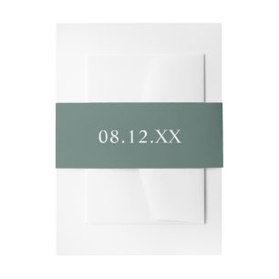 Simple Forest Green Date Wedding  Invitation Belly Band
