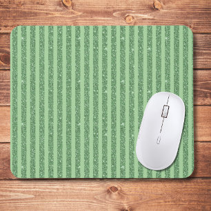 Simple Forest Green Glitter Style Vertical Stripes Mouse Pad