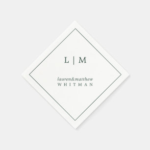 Simple Forest Green Monogram Elegant Wedding Napkin