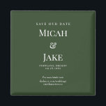 Simple Forest Green & White Wedding Save our Date Magnet<br><div class="desc">Forest Green background.   White Monogram/Initials.  Simple.    Save our Date.  Website.  Magnet.  Square.</div>