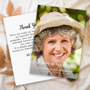 Simple Forever in our Hearts Custom Photo Sympathy Thank You Card