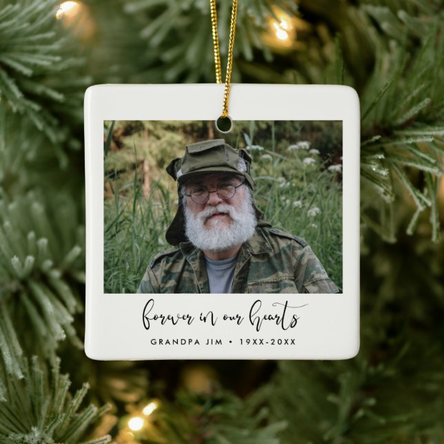 Simple Forever in our hearts memorial Ceramic Ornament (Tree)