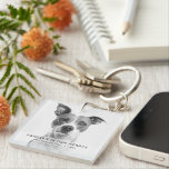 Simple Forever in our Hearts Pet Photo Keepsake  Key Ring<br><div class="desc">Create an in loving memory pet keychain with this simple modern template. Design features a photo of your dog/cat,  a white overlay banner with the text 'FOREVER IN OUR HEARTS' and the pet's name.</div>