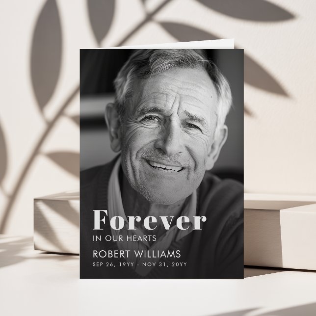 Simple Forever In Our Hearts Photo Funeral Program Card (Creator Uploaded)
