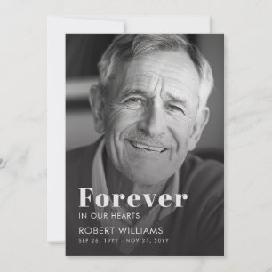 Simple Forever In Our Hearts Photo Funeral Program Invitation