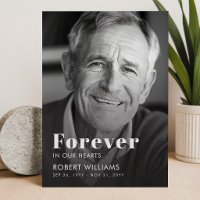 Simple Forever In Our Hearts Photo Funeral Program