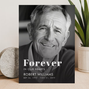 Simple Forever In Our Hearts Photo Funeral Program Invitation