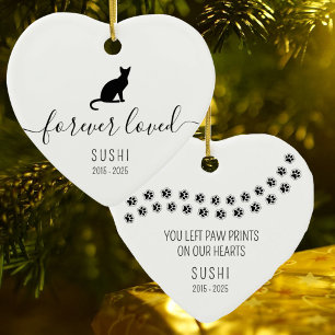 Simple Forever Loved Cat Ceramic Tree Decoration