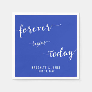 Simple Forever Royal Blue Wedding Napkins