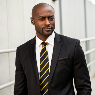 Simple Formal Black and Gold with Stripes Tie