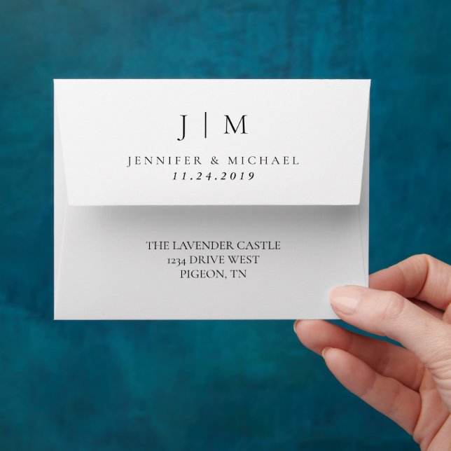 Simple Formal Black White Minimal Classic Wedding Envelope (Hand)
