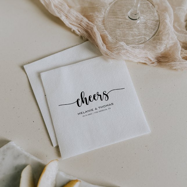 Simple Formal Calligraphy Cheers Wedding  Napkin (Creator Uploaded)