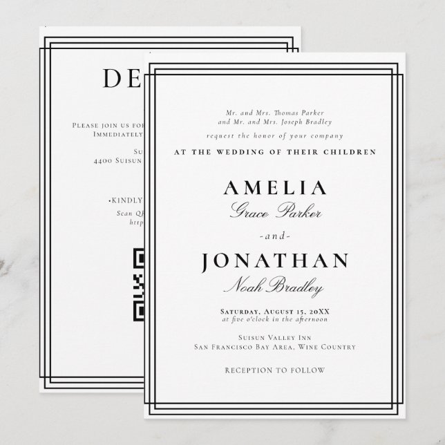 Simple Formal Classic Wedding Invitation (Front/Back)