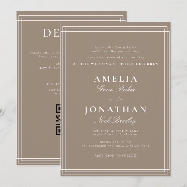 Simple Formal Classic Wedding Invitation (Front/Back)