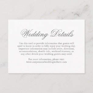 Simple Formal Elegant Details Grey Wedding Enclosure Card