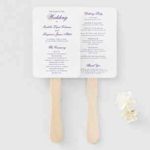 Simple Formal Elegant Royal Purple Wedding Program Hand Fan