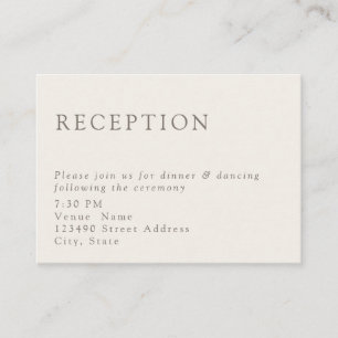 Simple Formal Minimalist Wedding Reception Taupe Enclosure Card