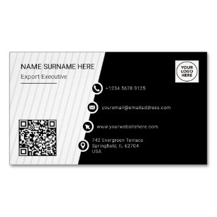 Simple Formal QR Code Professional Modern Magnetic Business Card