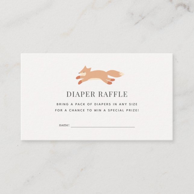 Simple Fox Diaper Raffle Ticket Enclosure Card (Front)