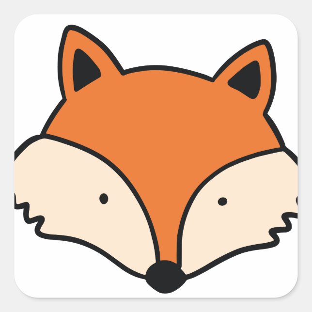 Simple fox head square sticker (Front)