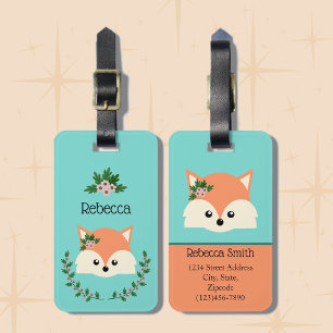 Simple Fox Personalised  Luggage Tag