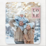 Simple Frame Add your Photo with Love Mouse Pad<br><div class="desc">This trendy mouse pad lets you add your own photo by using the template,  and overlays it with a simple geometric frame and a pink square with the word "Love" and a heart behind the letters. A great gift for the grandparents or other family members!</div>