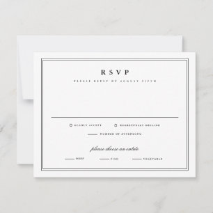 Simple Frame Black and White Classic Wedding RSVP Card