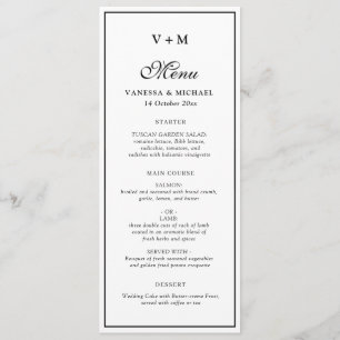 Simple frame black and white wedding menu