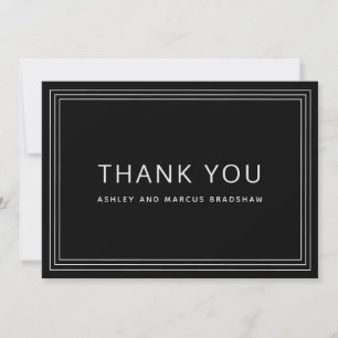 Simple Frame Classic Black Wedding Thank You Invitation