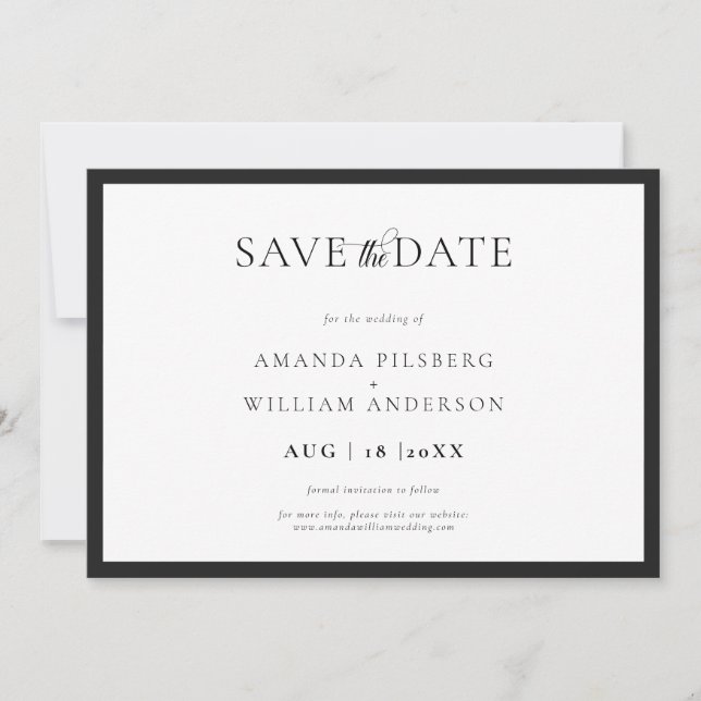 Simple Frame Modern Save The Date Card (Front)