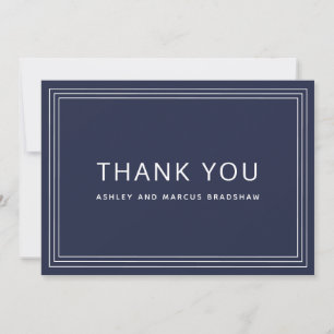 Simple Frame Navy Blue Wedding Thank You Invitation