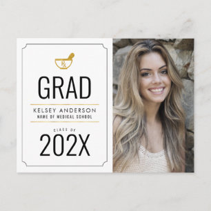 simple frame pharmacy graduation announcement postcard