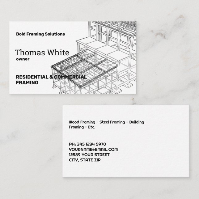 Simple Framing Contractor Business Card (Front/Back)