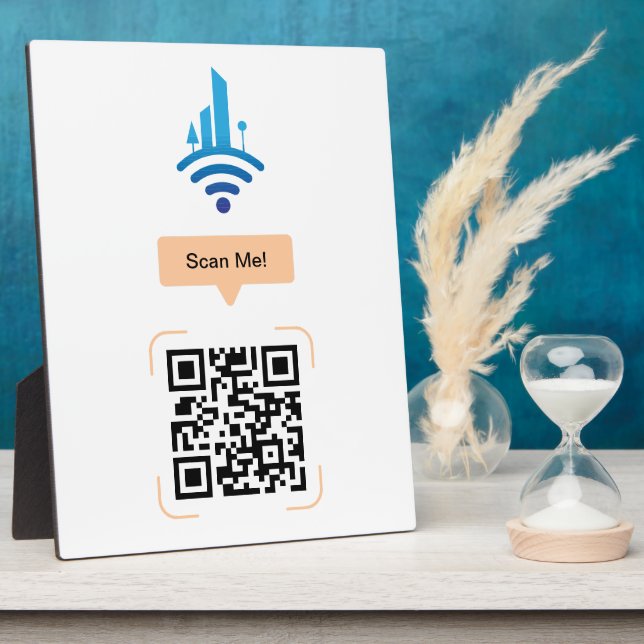 Simple Free Wi-Fi QR Code Plaque (Side)