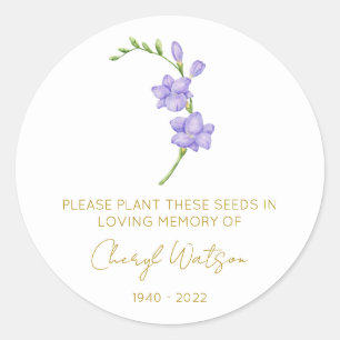 Simple Freesia Memorial Seed Packet Classic Round Sticker