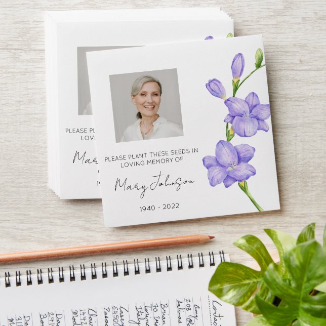 Simple Freesia Photo Funeral Seed Envelope (Stacked)