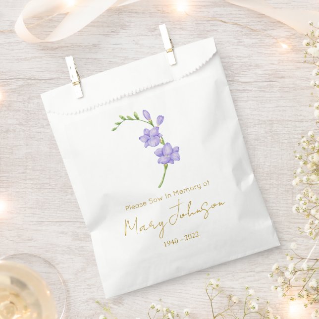 Simple Freesia Seed packet Funeral  Favour Bags (Clipped)