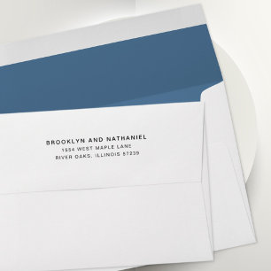 Simple French Blue Return Address Lined Envelope