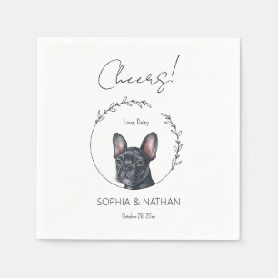 Simple French Bulldog Dog Wedding Cocktail Napkins