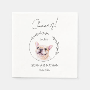 Simple French Bulldog Dog Wedding Cocktail Napkins
