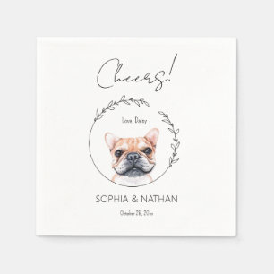 Simple French Bulldog Dog Wedding Cocktail Napkins