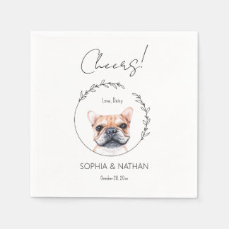 Simple French Bulldog Dog Wedding Cocktail Napkins