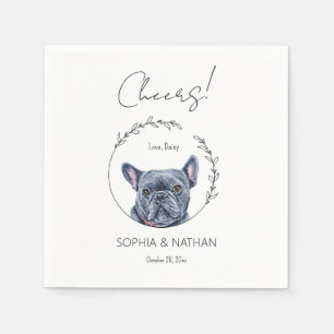 Simple French Bulldog Dog Wedding Cocktail Napkins
