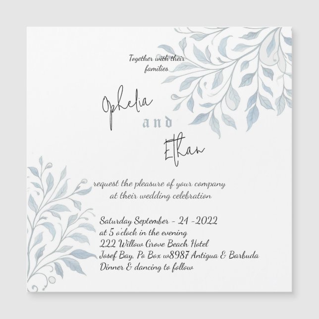 Simple French Floral Invitation (Front)