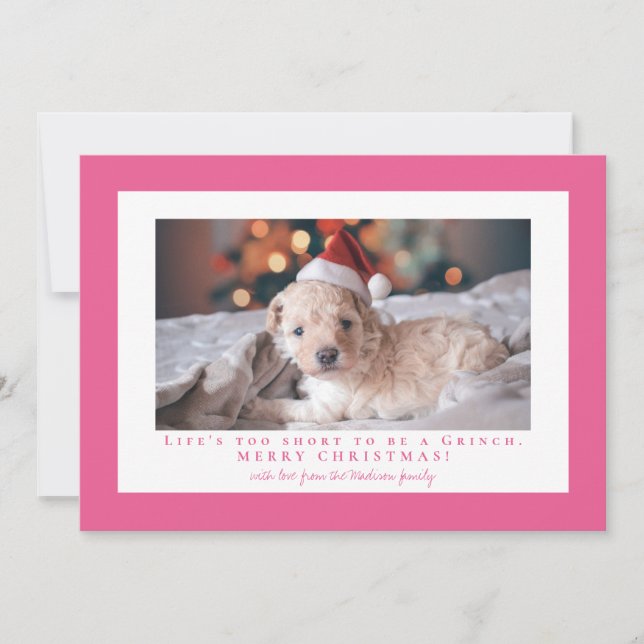 Simple French Rose frame photo  Holiday Card (Front)