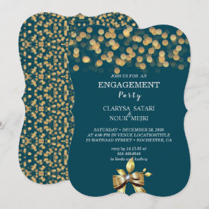 Simple fresh colourful gold bow wedding invitatio invitation