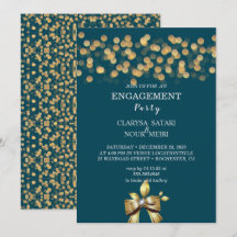 Simple fresh colourful gold bow wedding invitatio